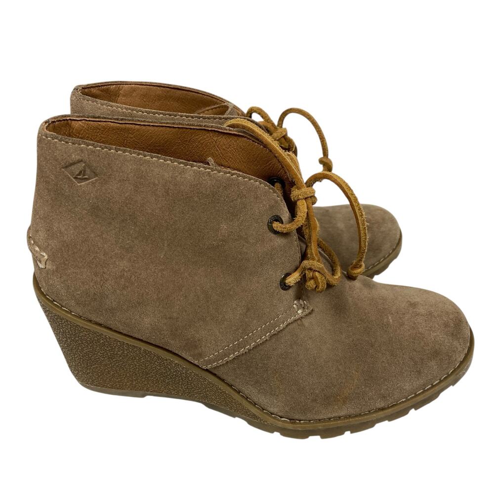 Sperry Top Sider Wedge Leather Ankle Boots Size 6